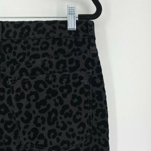 Madewell 9" Mid-Rise Skinny Velvet Flocked Leopard Print Jeans Black Size 28 - Picture 7 of 12